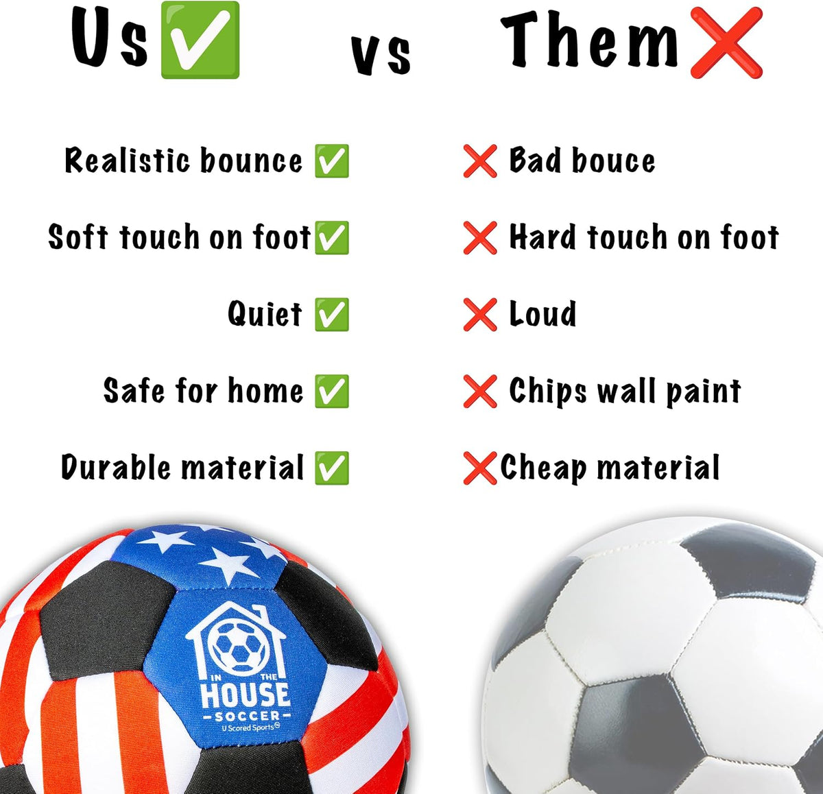 U Scored Sports in The House - Balón de fútbol acolchado tamaño 4 p...