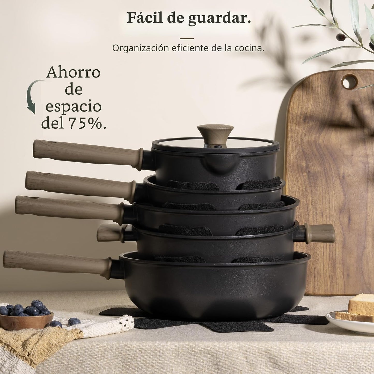 Astercook - Juego de ollas y sartenes antiadherentes, juego de uten...
