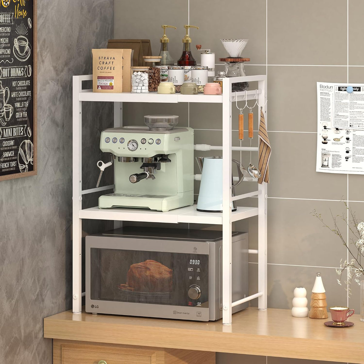 DOLALIKE Estante para horno de microondas, soporte de microondas ex...