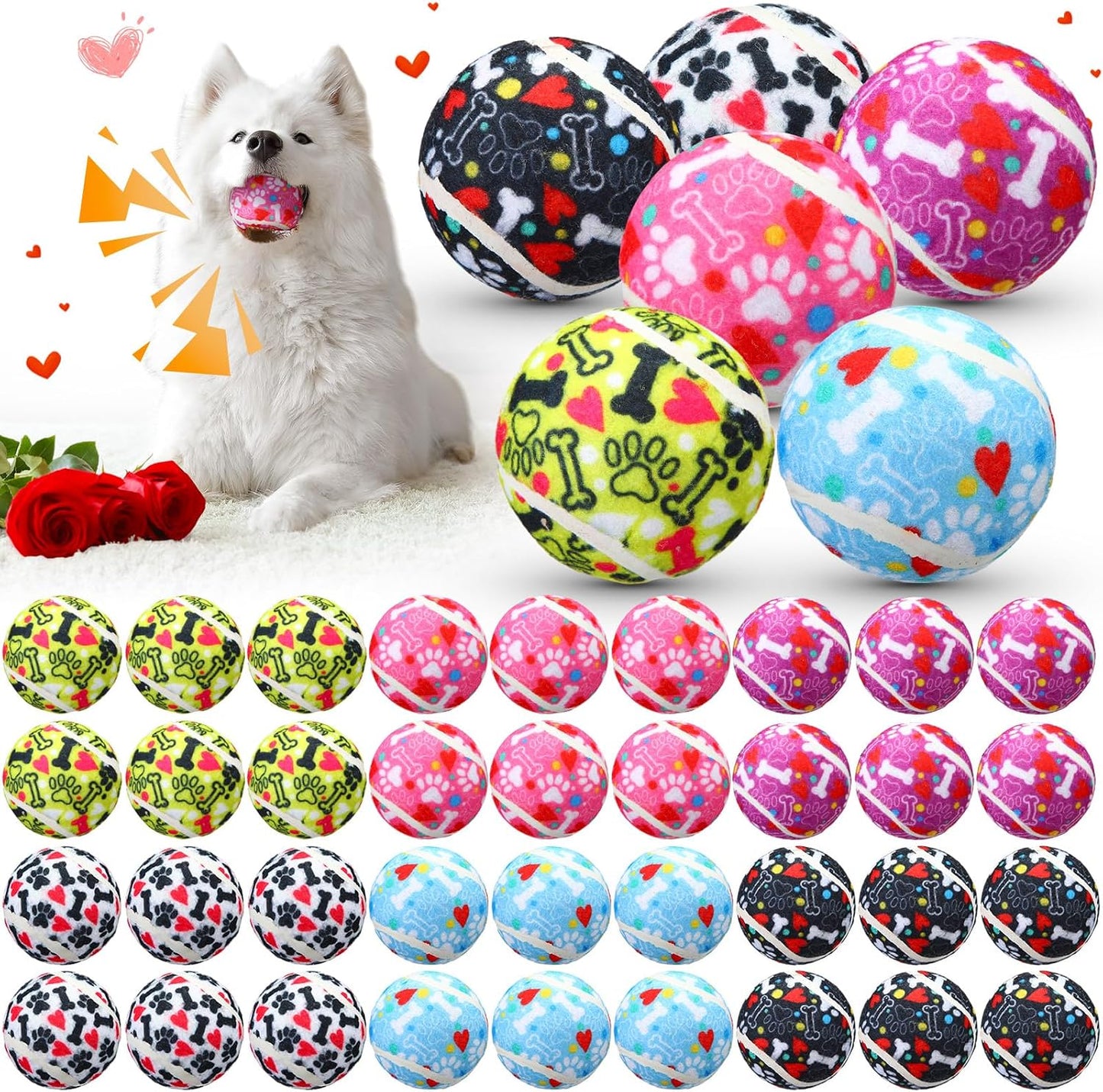 Suilung 36 pelotas de tenis chirriantes para perros de 2.5 pulgadas...