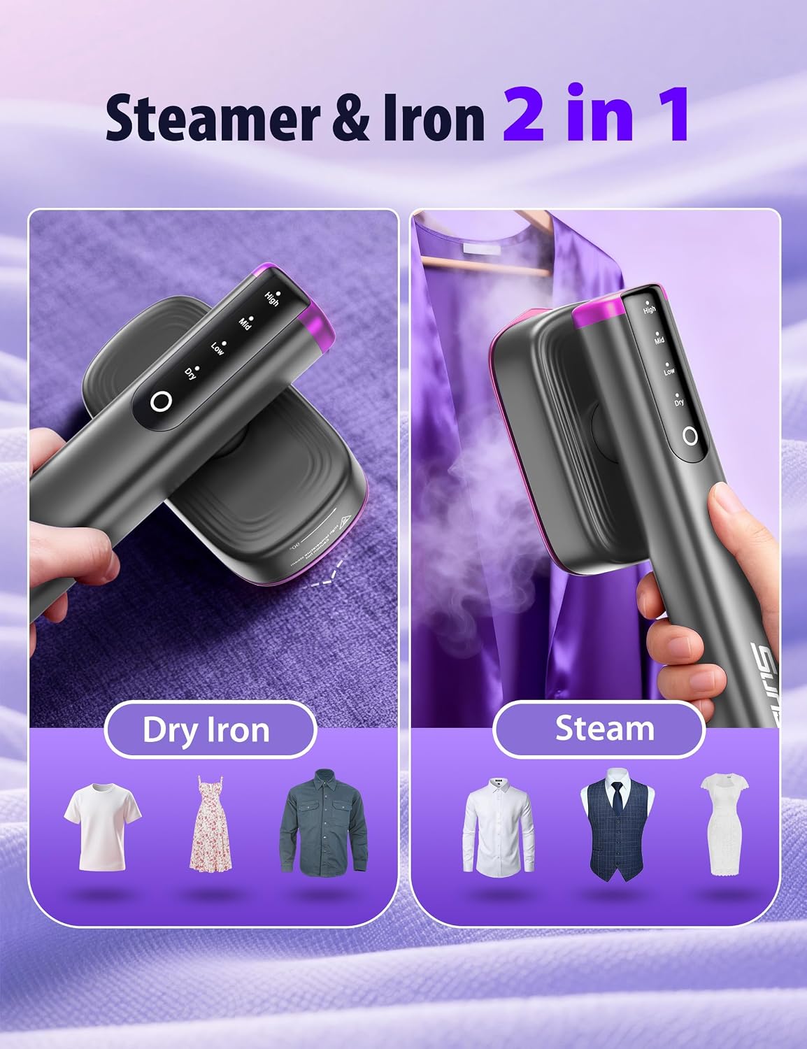 Vaporizador de viaje para ropa, vaporizador portátil de ropa de man...