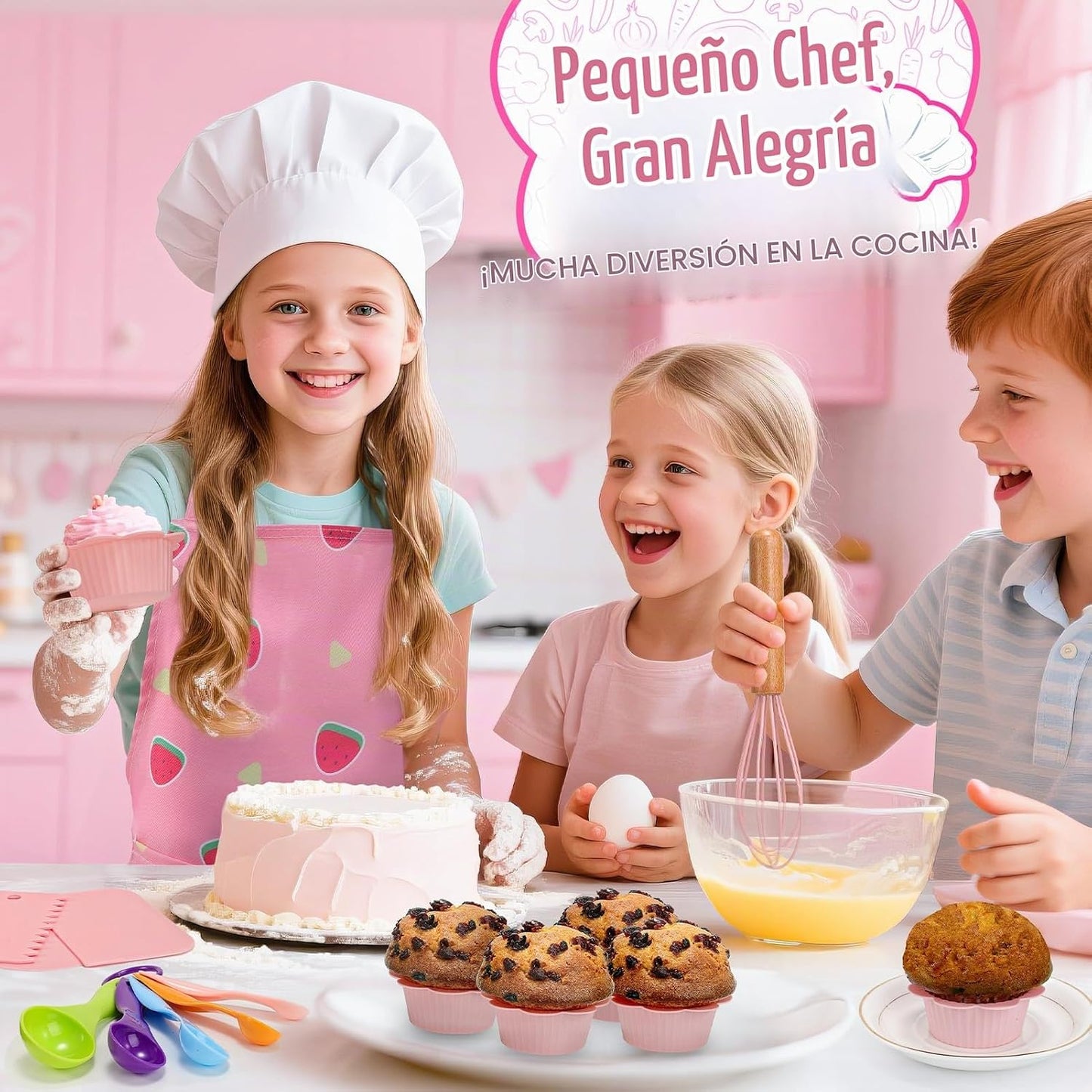 Juego de Cocina y Repostería para Niños Real y Delantal para Niños...