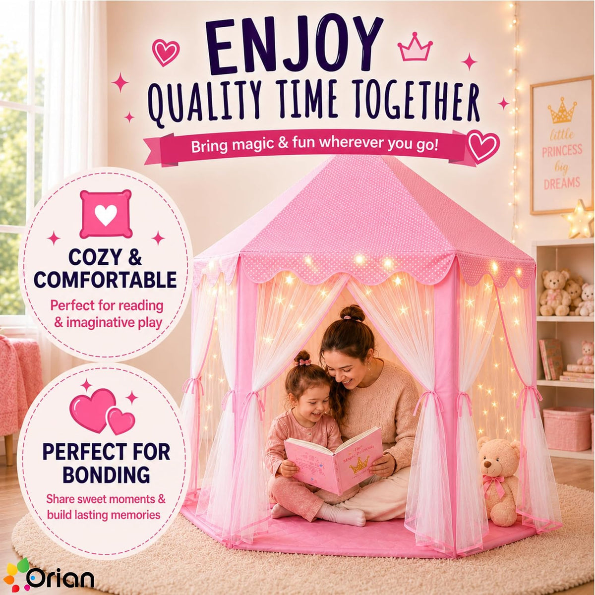 ORIAN Tienda de campaña Princess Castle Playhouse para niñas con lu...