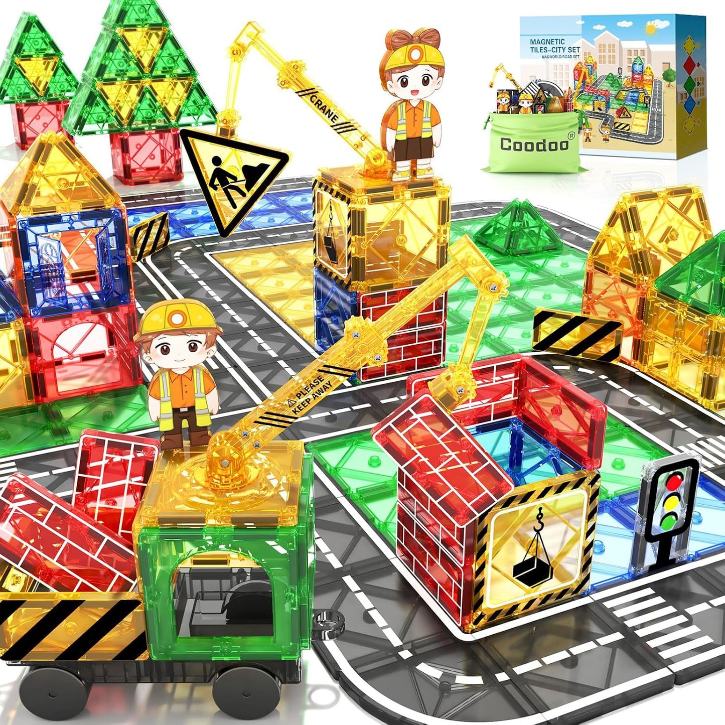 Juegos Coodoo para niños, azulejos magnéticos en forma de carretera...