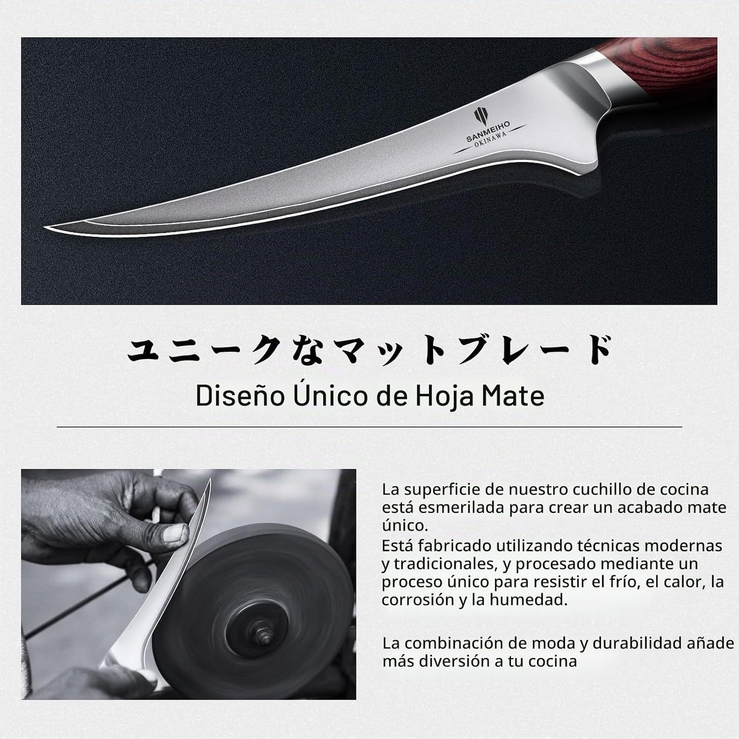 SANMEIHO Cuchillo de filete de 7 pulgadas, cuchillo afilado de pesc...