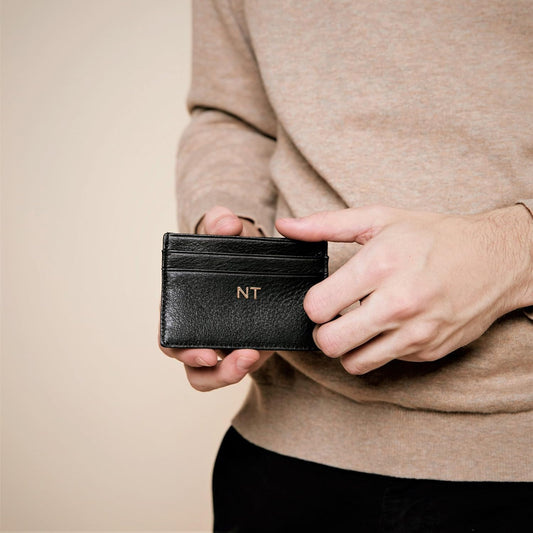 Leatherology Cartera delgada para tarjetas de crédito para hombre:...