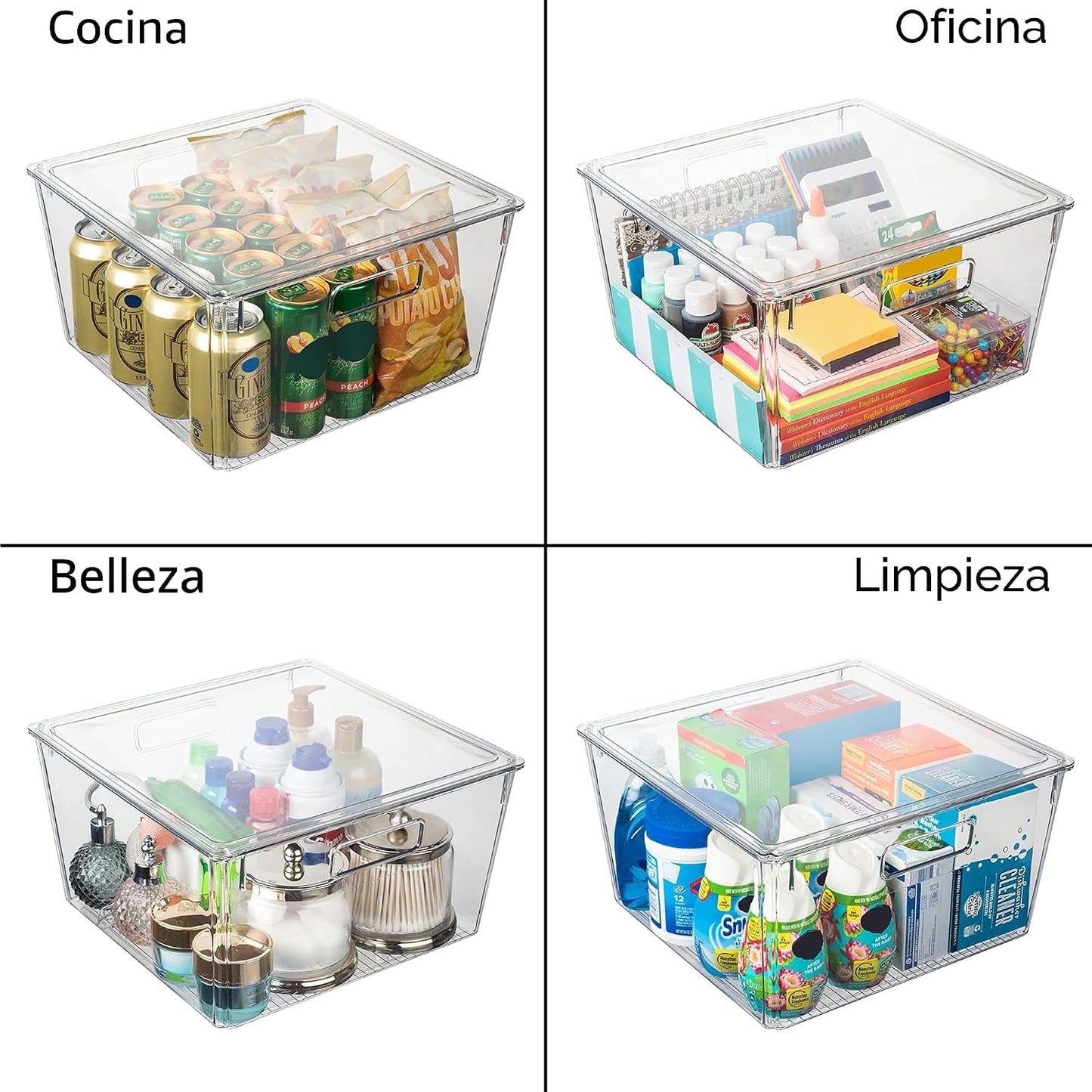 ClearSpace Contenedores de almacenamiento de plástico con tapas XL...