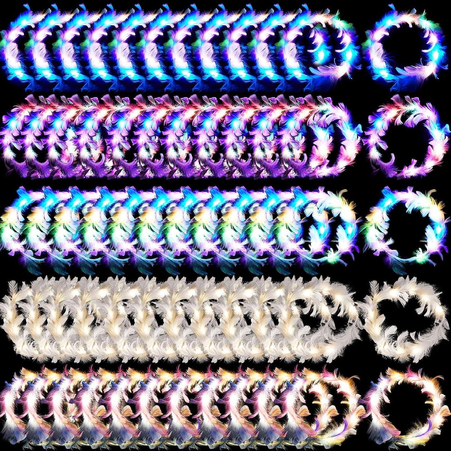Taiyin - 100 diademas LED de plumas para bodas, varios colores | Co...