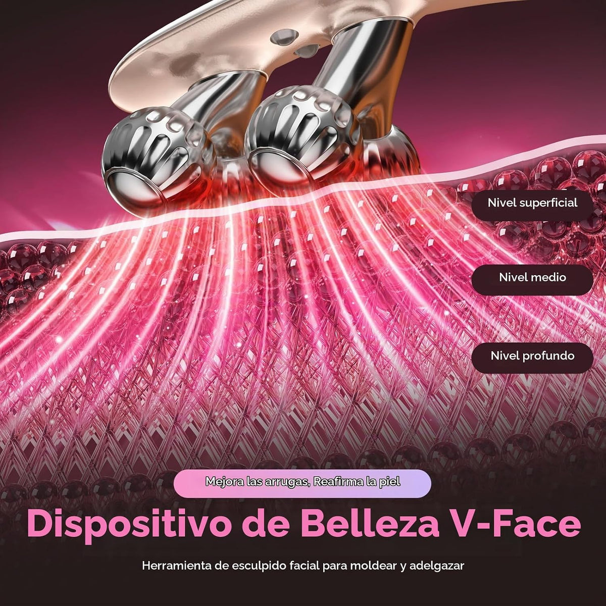 BOWENDA Masajeador facial y Tmj con 8 rodillos, dispositivo de bell...