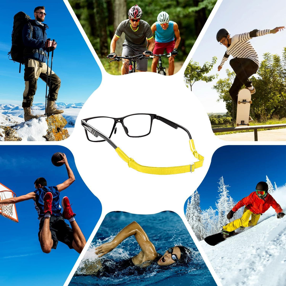 Enenfly Correas ajustables para gafas, paquete de 3 retenedores de...
