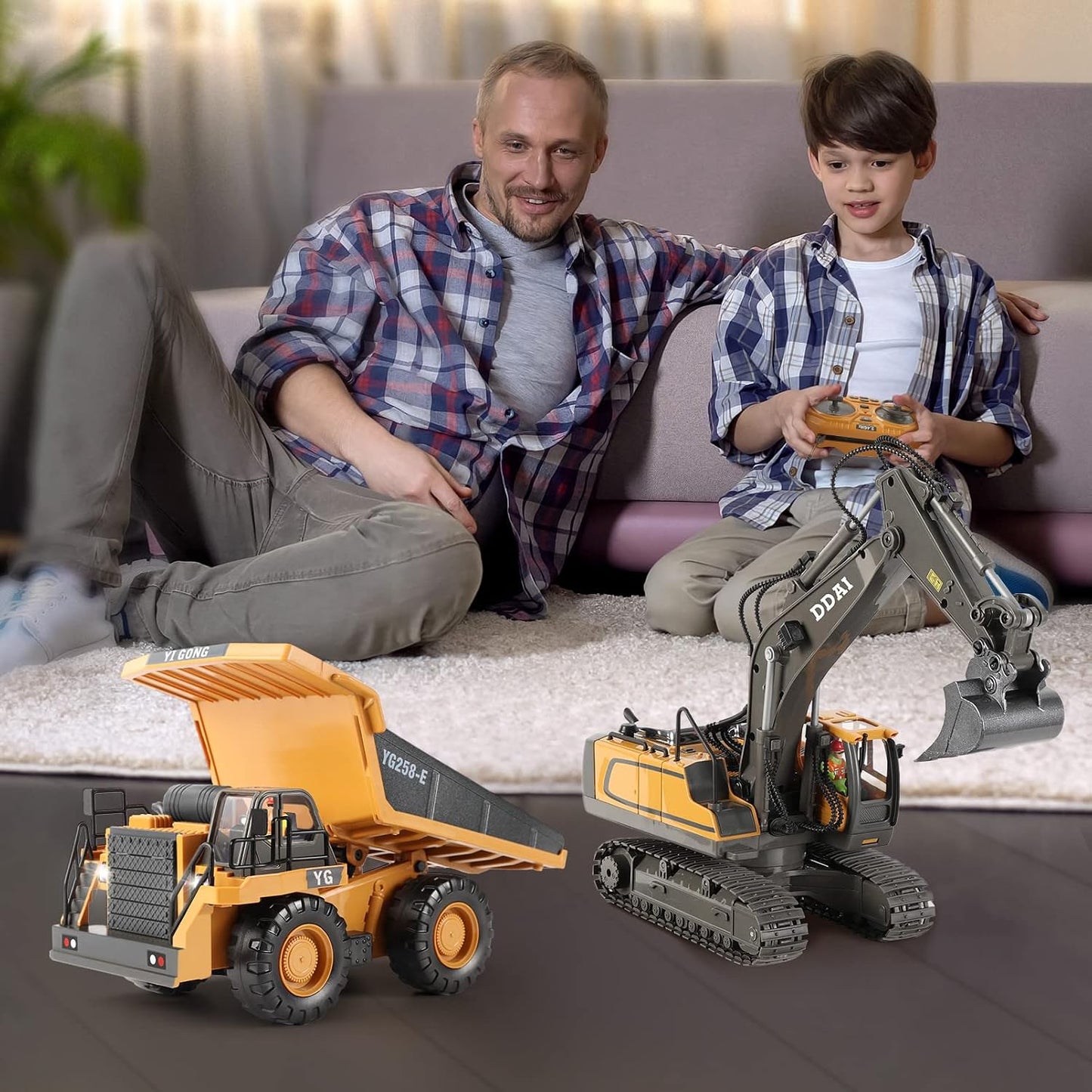DDAI Camión volquete de construcción a control remoto - Juguetes de...