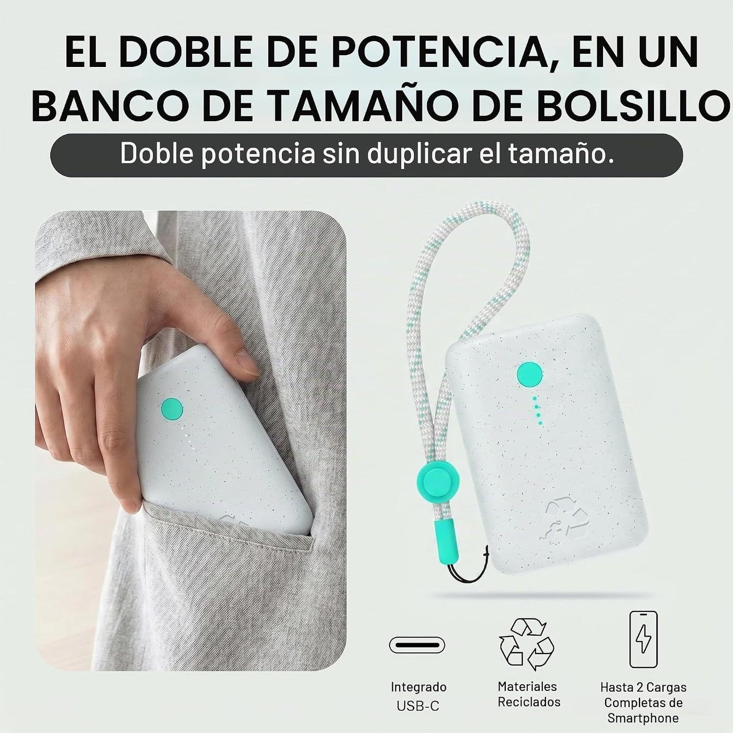 Nimble Champ Cargador Portátil, Batería Externa de 10,000mAh Carga...