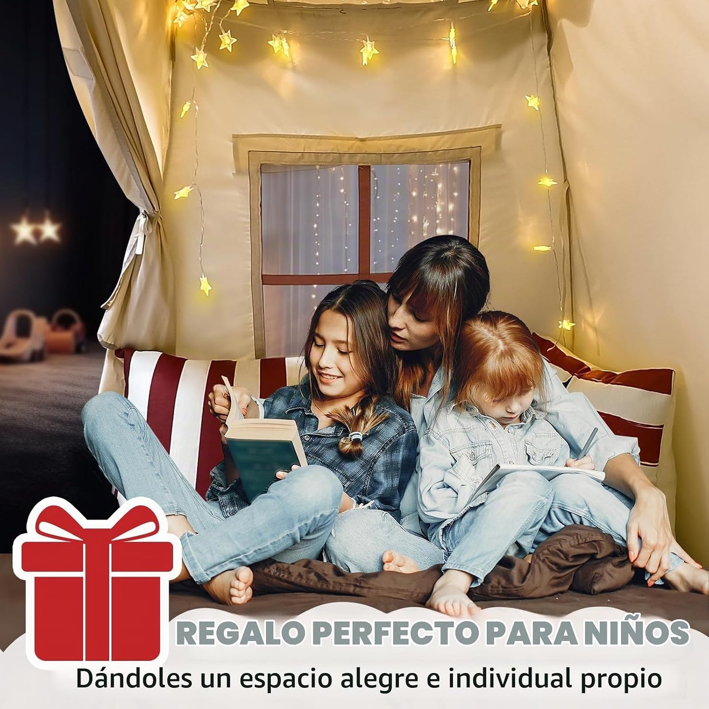RIYDH Tienda de Cama con Dosel para Niños Tamaño Individual con Luc...
