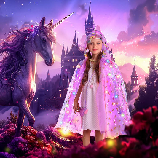 Fedio - Vestido de princesa para niñas, juego de capa de princesa c...
