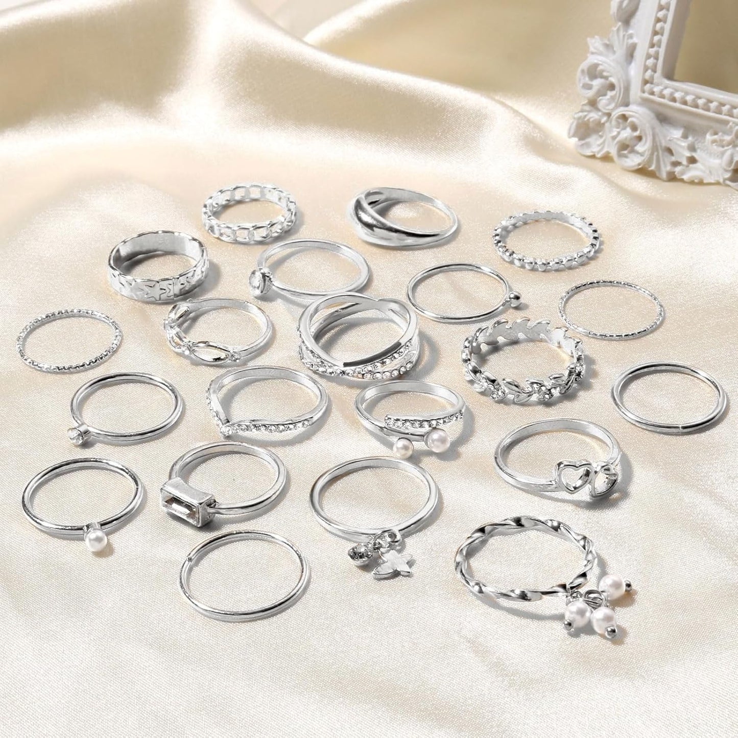 CHICUTIE Juego de anillos dorados para nudillos para mujeres, apila...