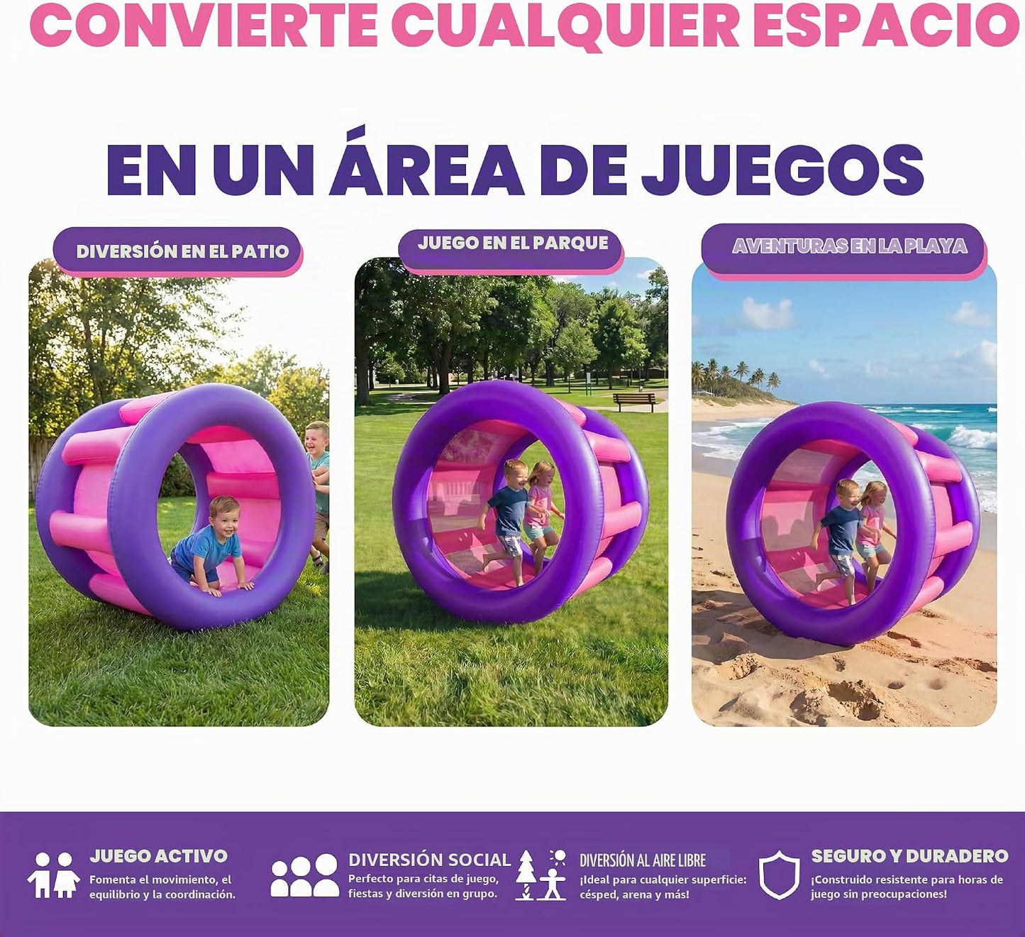 Playland - Rueda inflable gigante de 67 pulgadas para niños y adult...