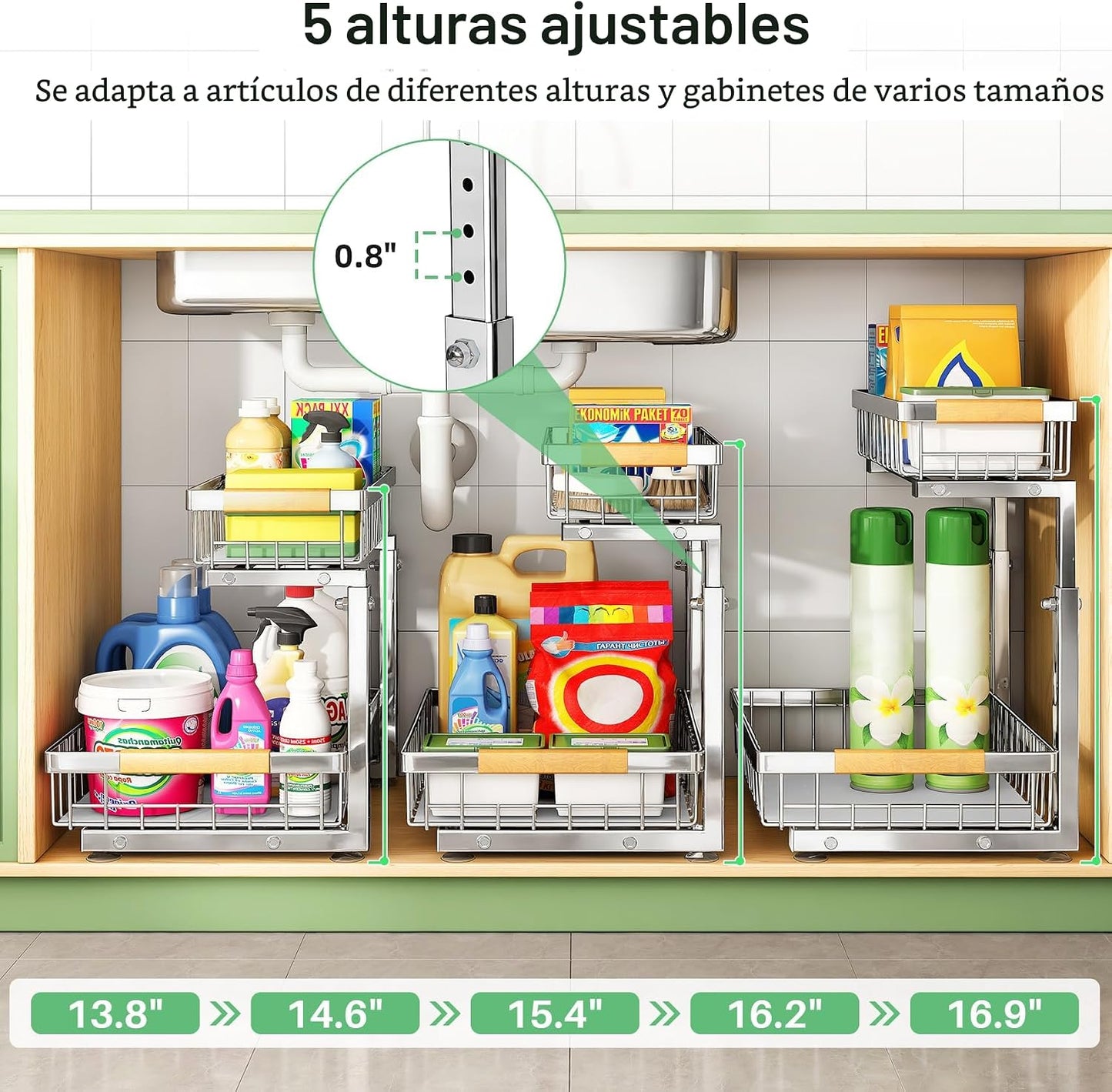 Organizador Debajo Del Fregadero, 2 Paquetes De Acero Inoxidable De...