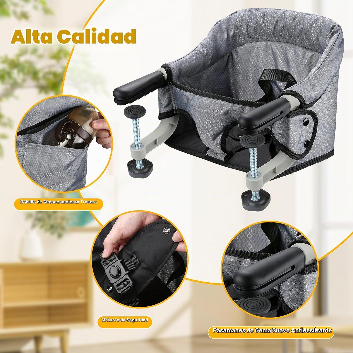 Toogel Silla alta de gancho, silla alta portátil para bebé, asiento...