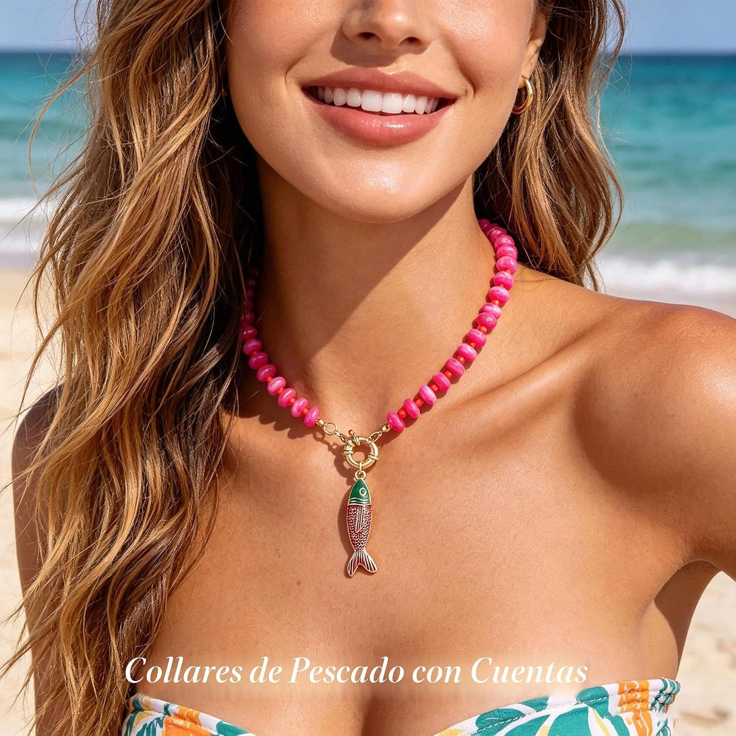 GLRITY Collares bohemios de peces con cuentas para mujer, collar de...