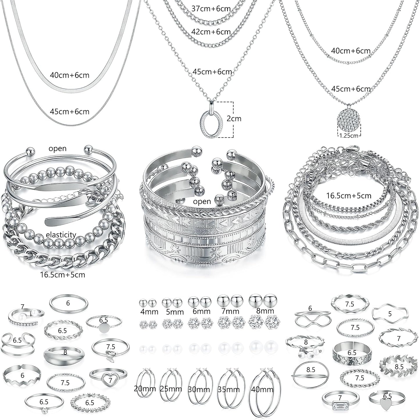 FAXHION Juego de joyas de oro para mujer, 68 piezas, con 7 collares...