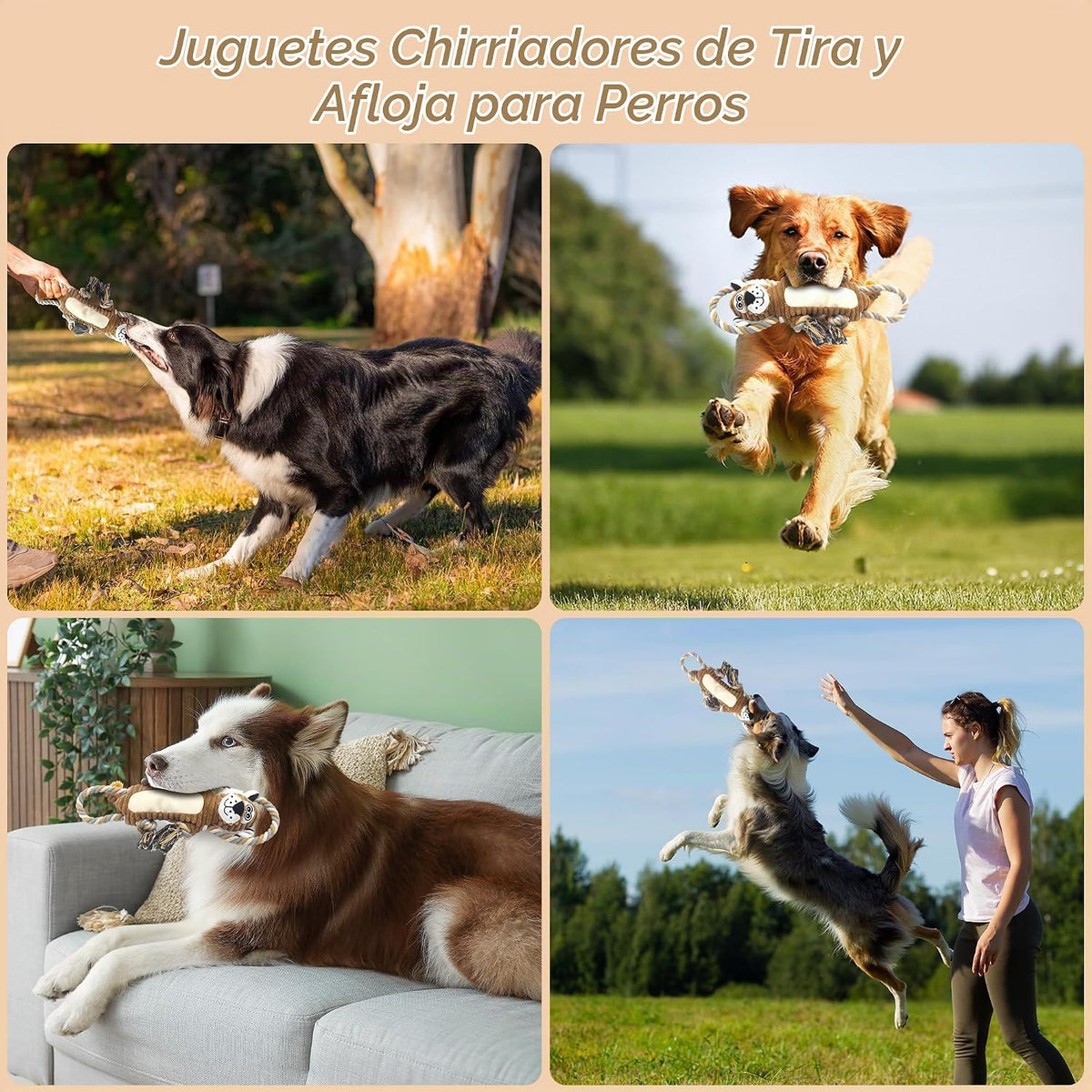 BUYPOW Juguetes Chirriantes para Perros, Juguetes Interactivos de T...