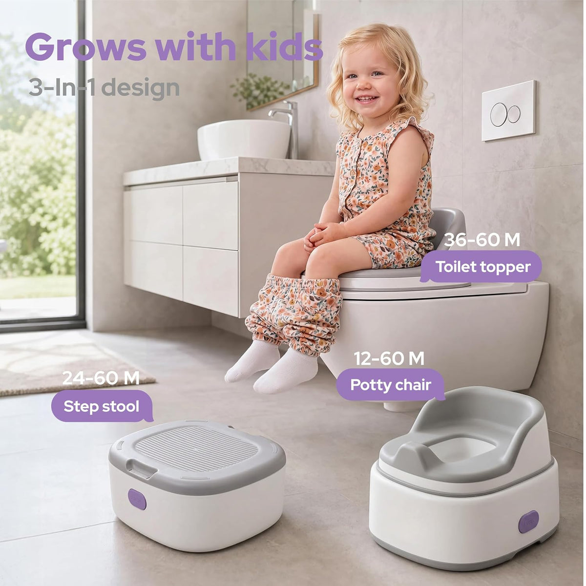 lalalark Inodoro de entrenamiento para ir al baño 3 en 1, asiento d...