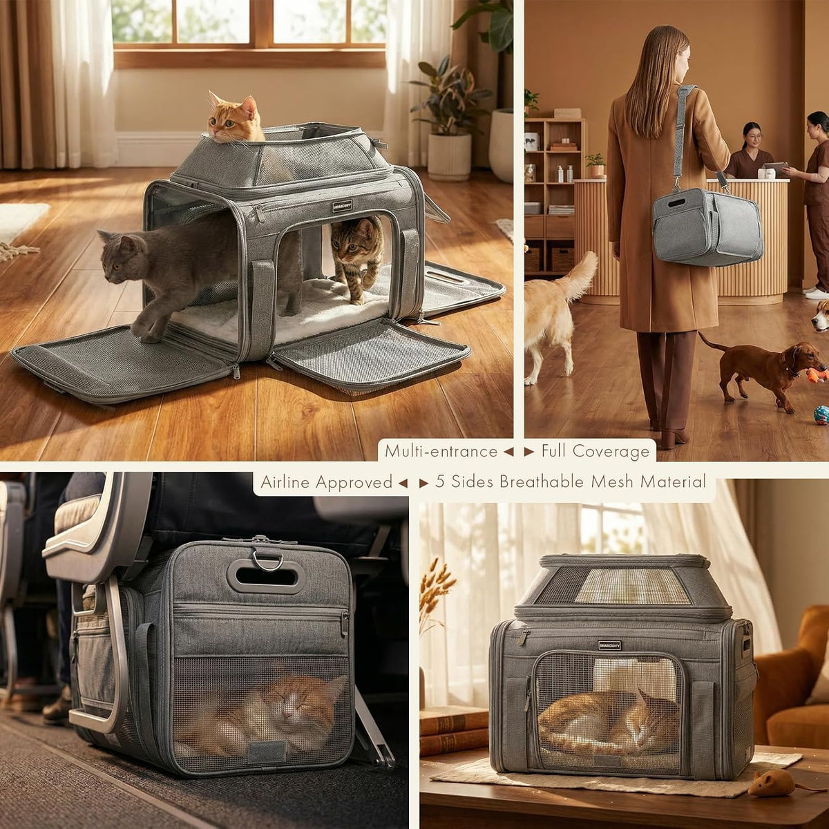 Transportador para perros con ruedas y ventana para mascotas, 18 x...