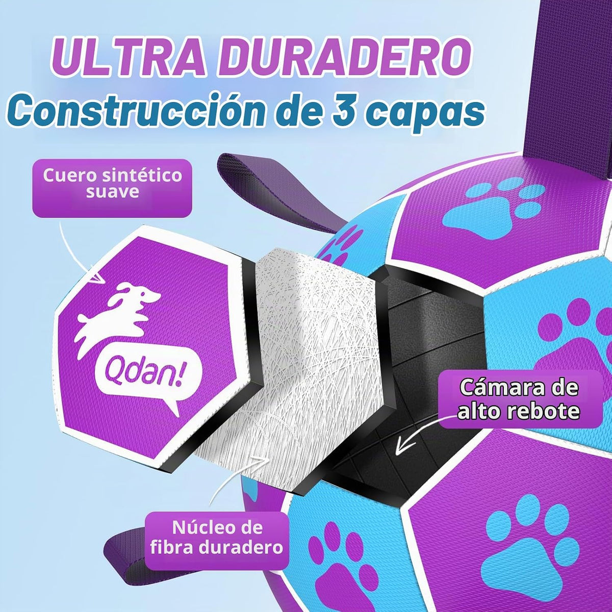 QDAN Juguetes de cuerdas para perros, pelota de fútbol con correas...
