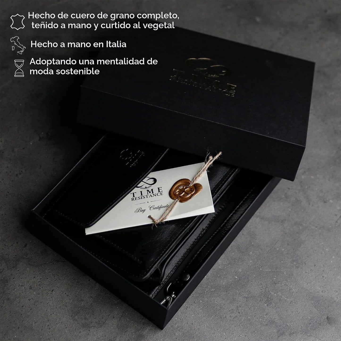 Time Resistance Bolso de mano de cuero para hombre, organizador de...