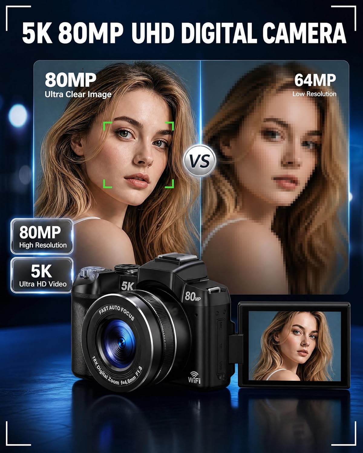Cámaras digitales 5K para fotografía \u2013 Foco automático rápido...