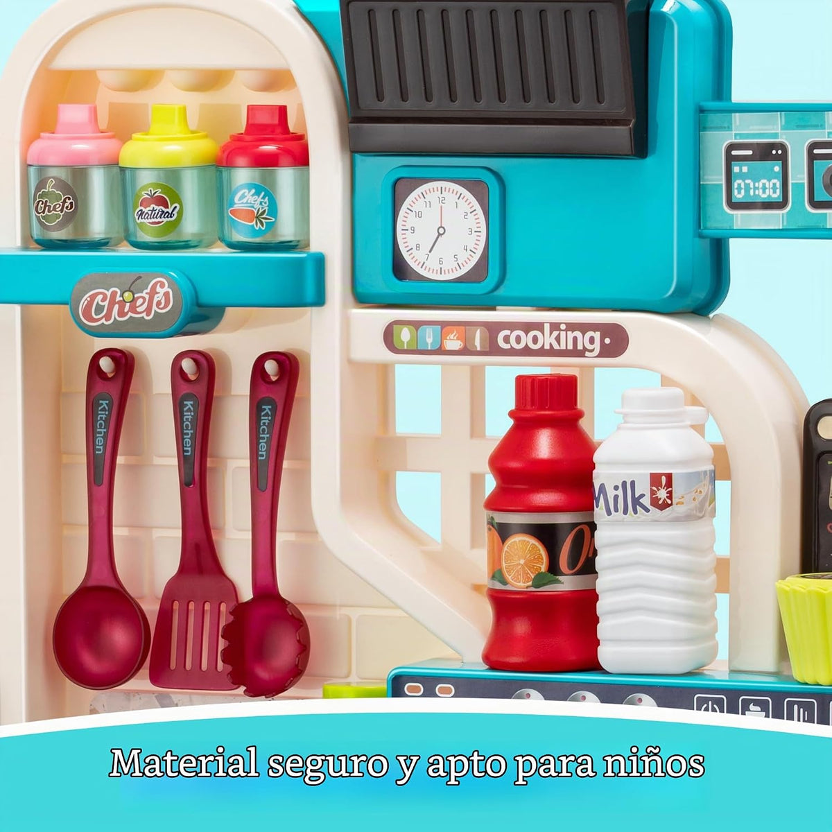 Juego de cocina para niños, estufa de cocina, fregadero, horno, luc...