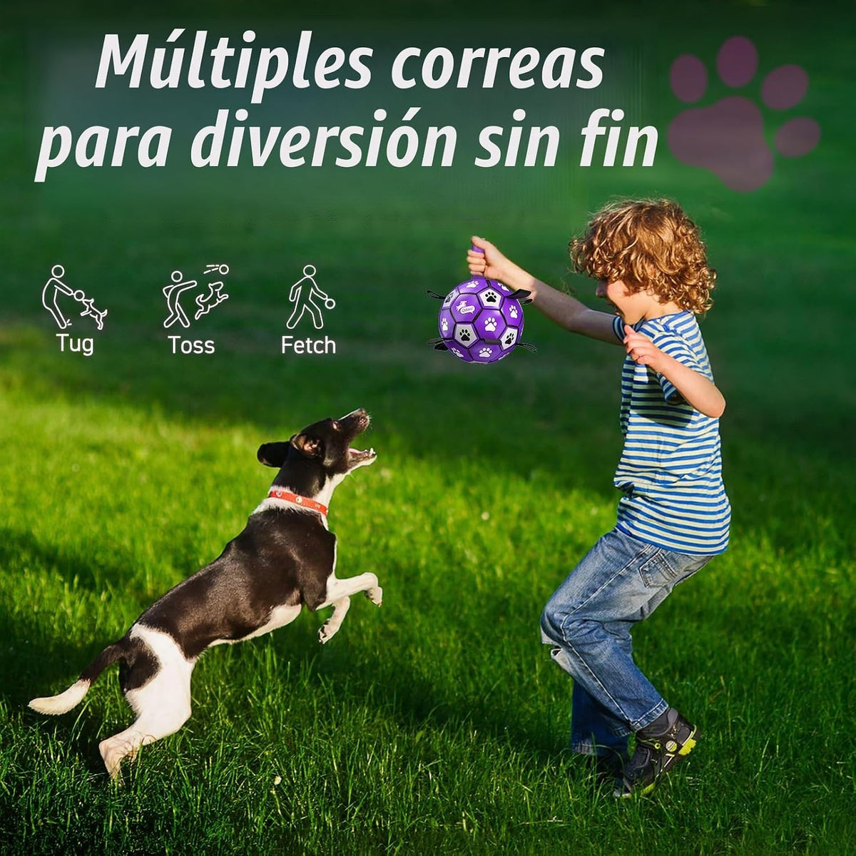 QDAN - Pelota de fútbol para perros - Bolas duraderas grandes para...