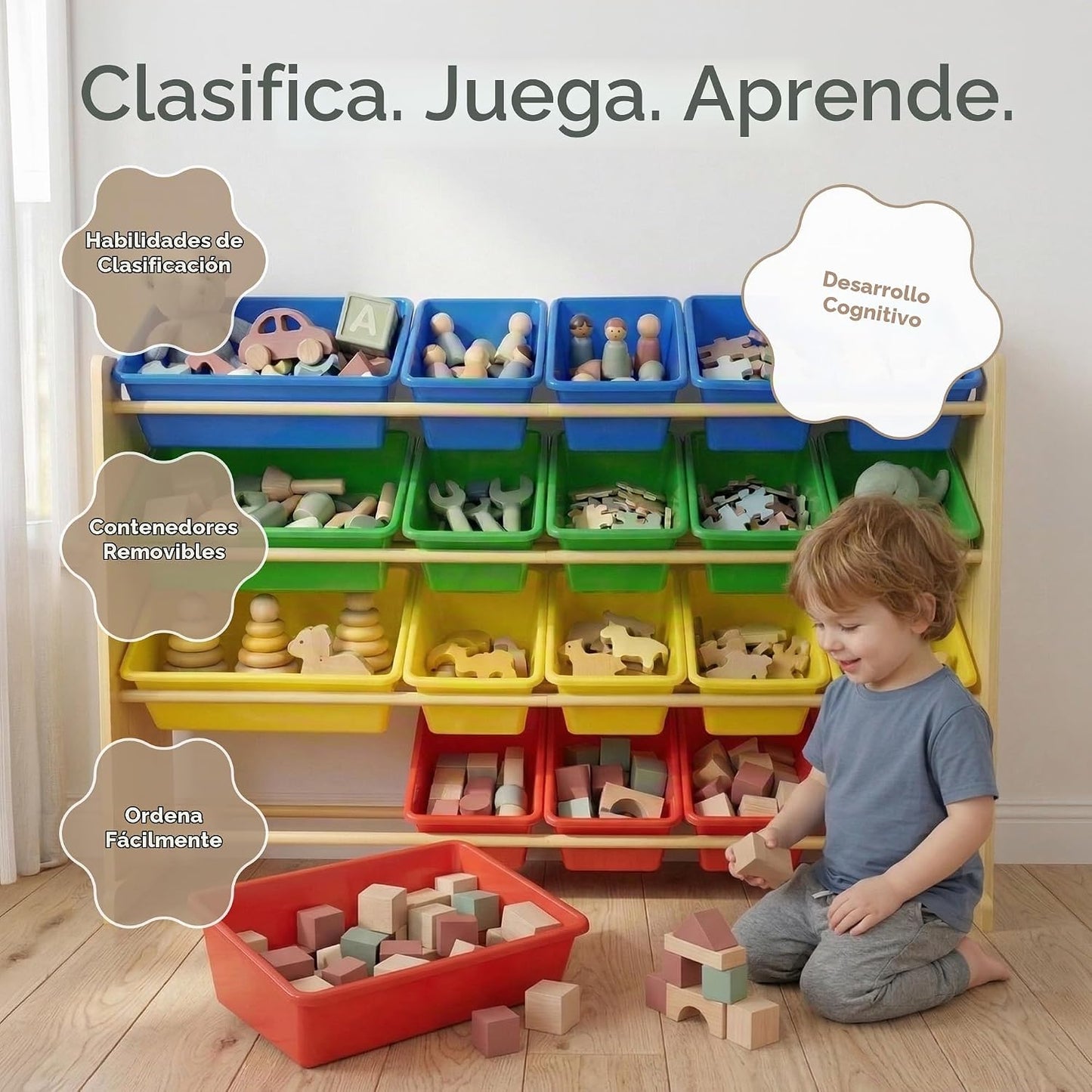 Humble Crew Organizador de juguetes para niños con 20 contenedores,...