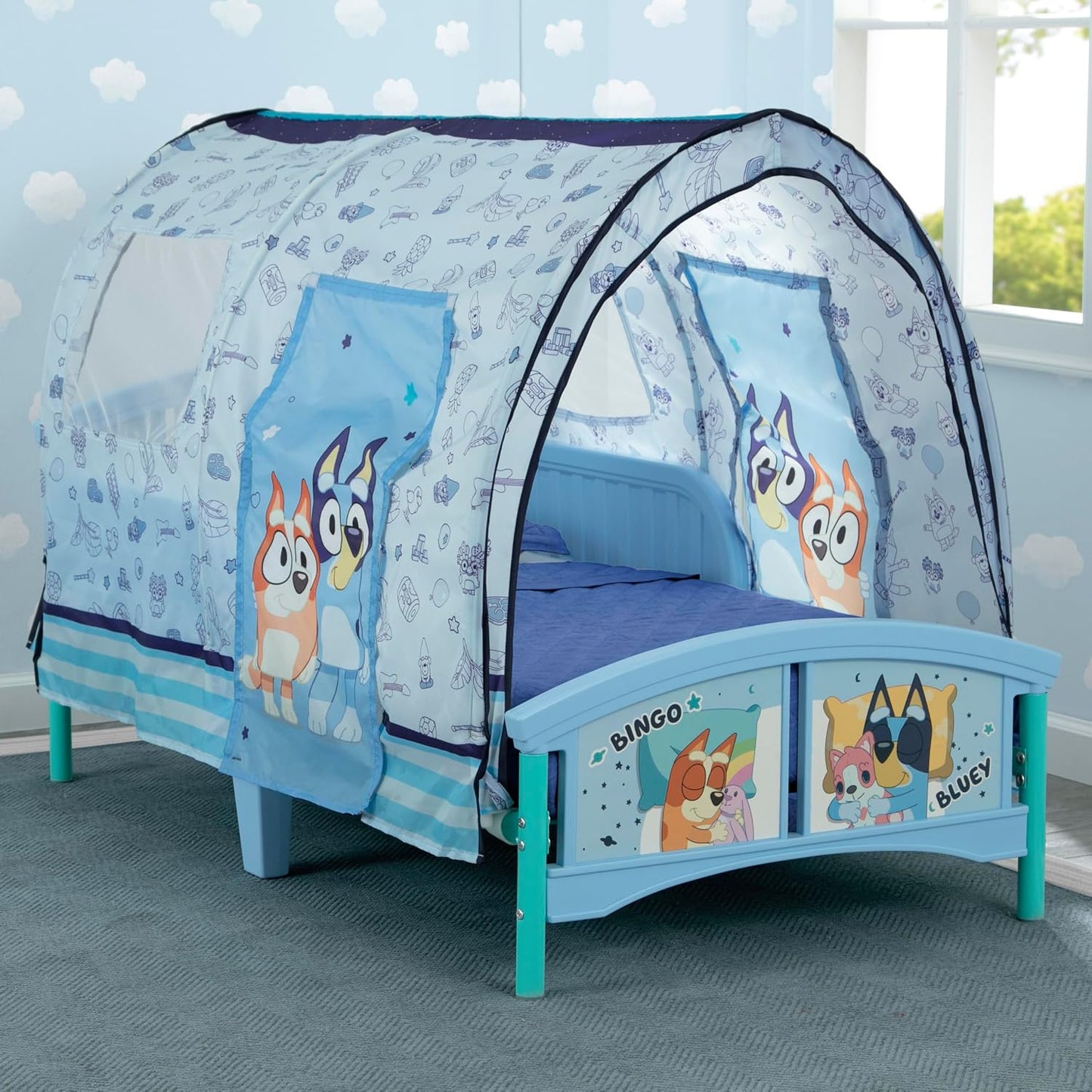Delta Children - Cama infantil de plástico Bluey con tienda