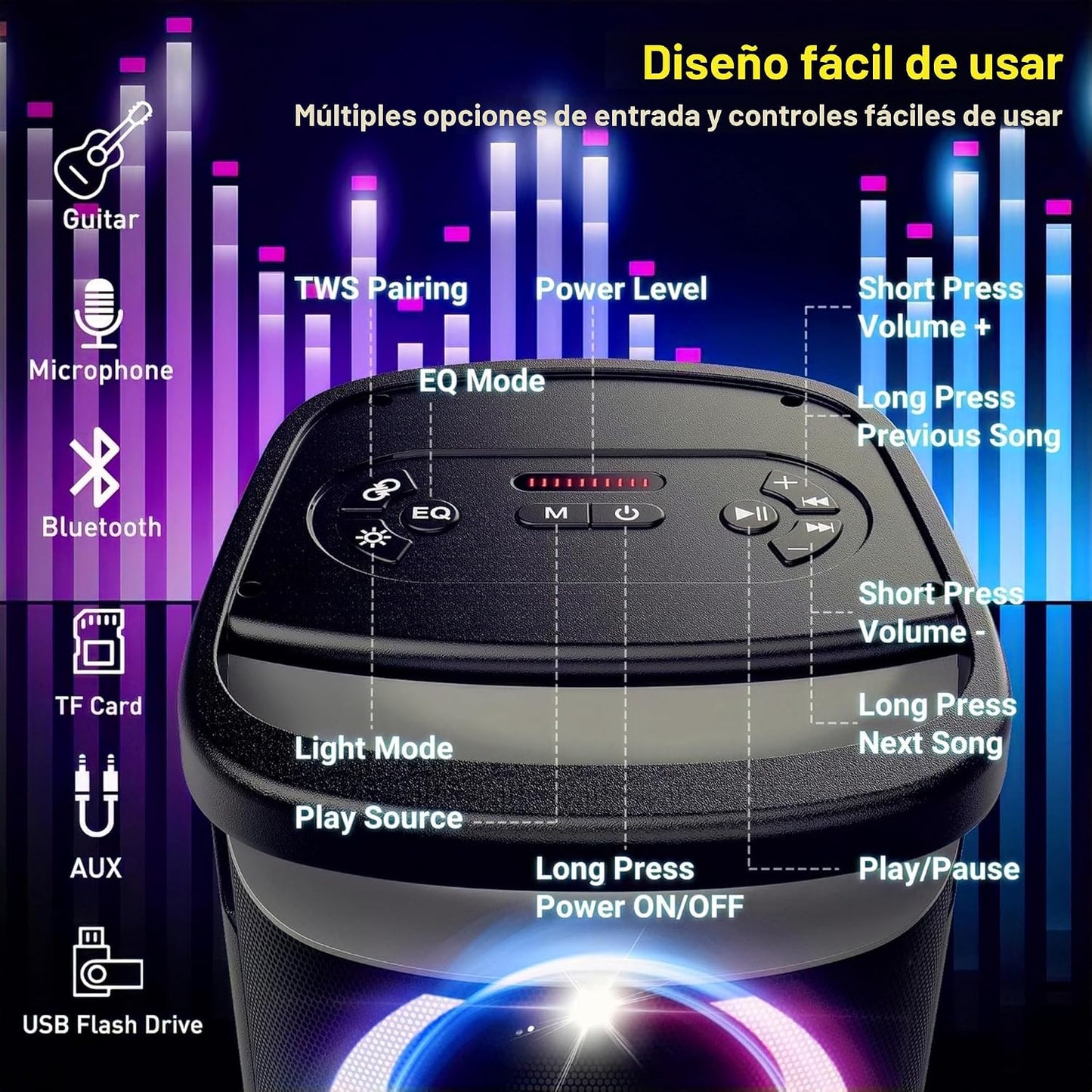 QxbJoy Altavoz Bluetooth Portátil: Sonido Potente de 160W de Pico,...