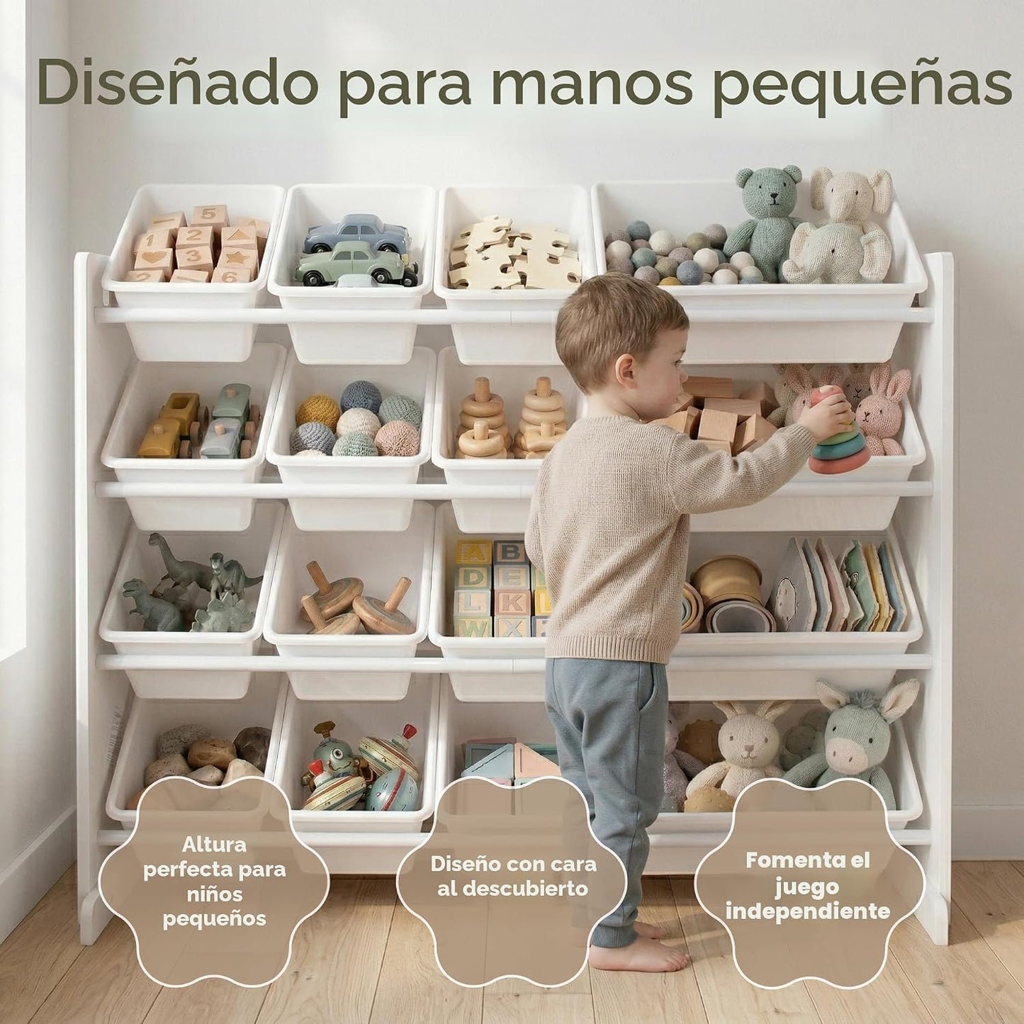 Humble Crew Organizador de juguetes para niños con 16 contenedores,...
