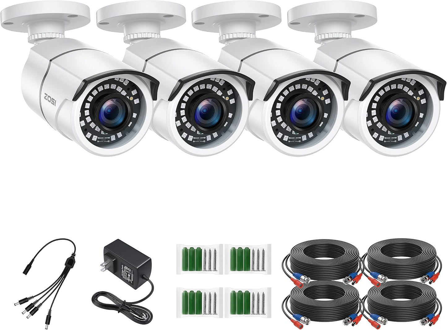 ZOSI - 4 Pack 2MP 1080p HD-TVI Cámara de seguridad para el hogar, p...