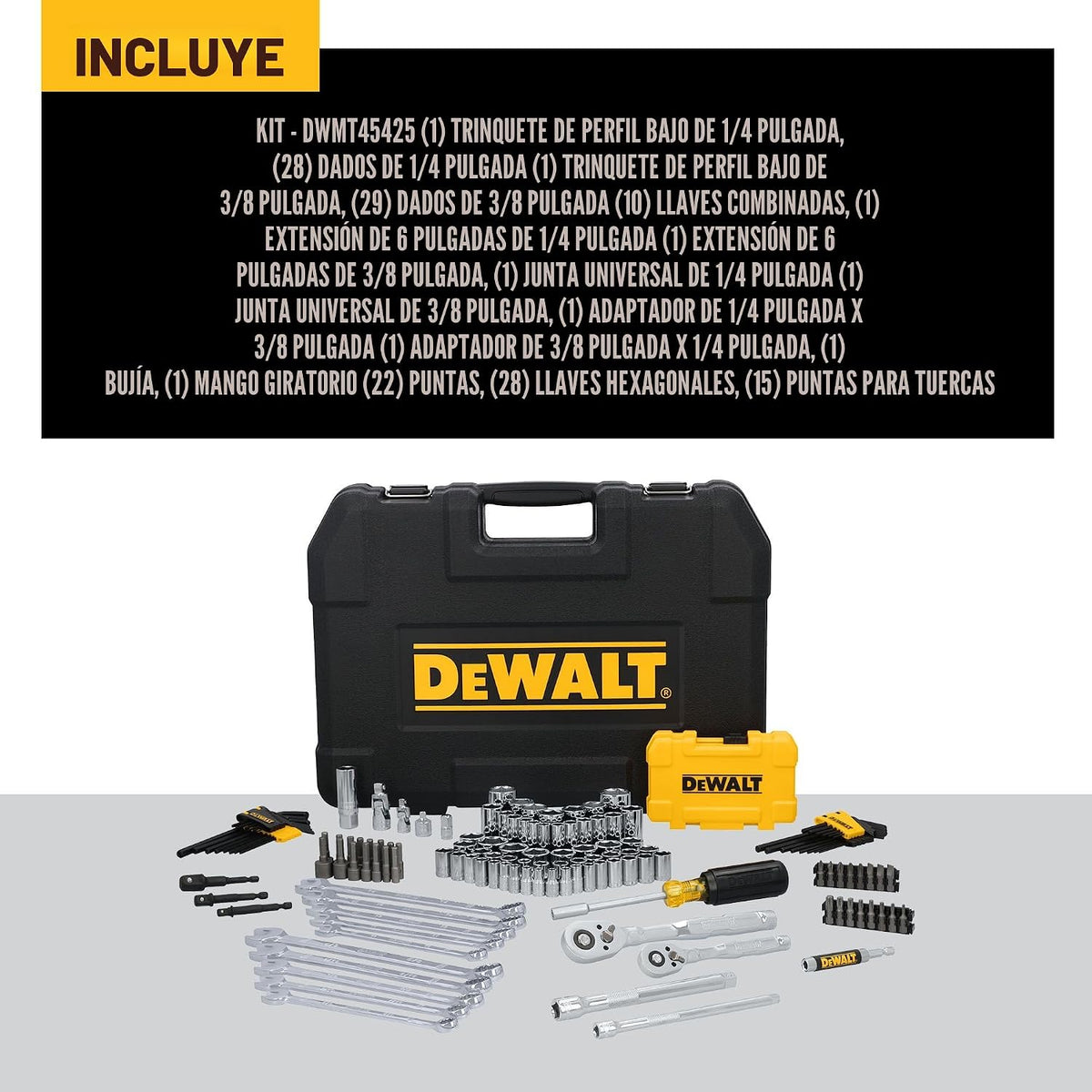 DEWALT Juego de herramientas mecánicas de 142 piezas, accionamiento...