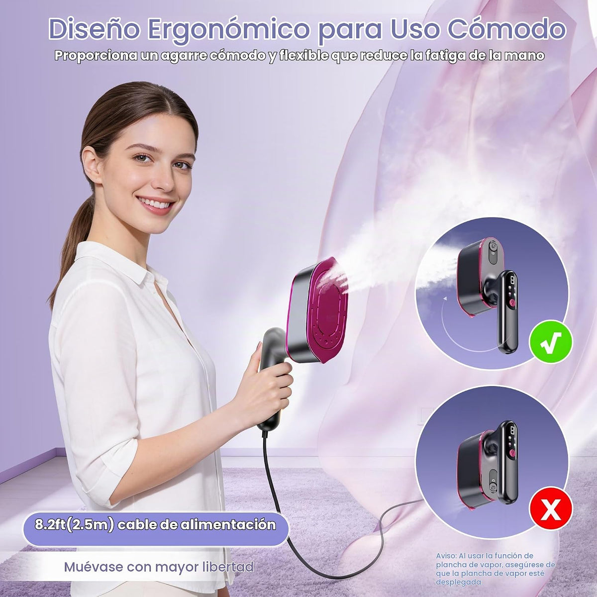 WISHBAY Vaporizador portátil de viaje de mano para ropa, vaporizado...
