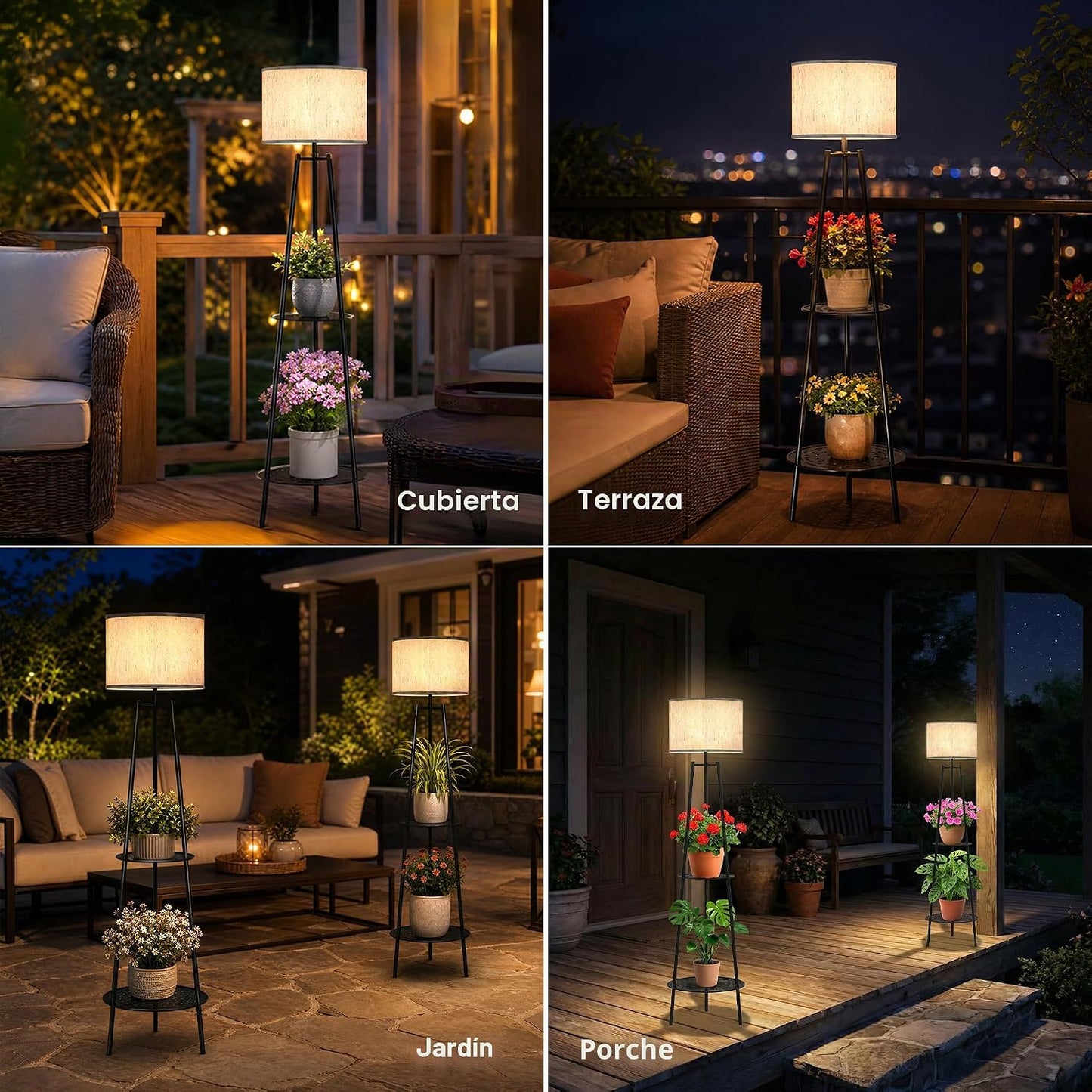 VISFLAIR Lámpara de pie solar para exteriores con soporte para plan...