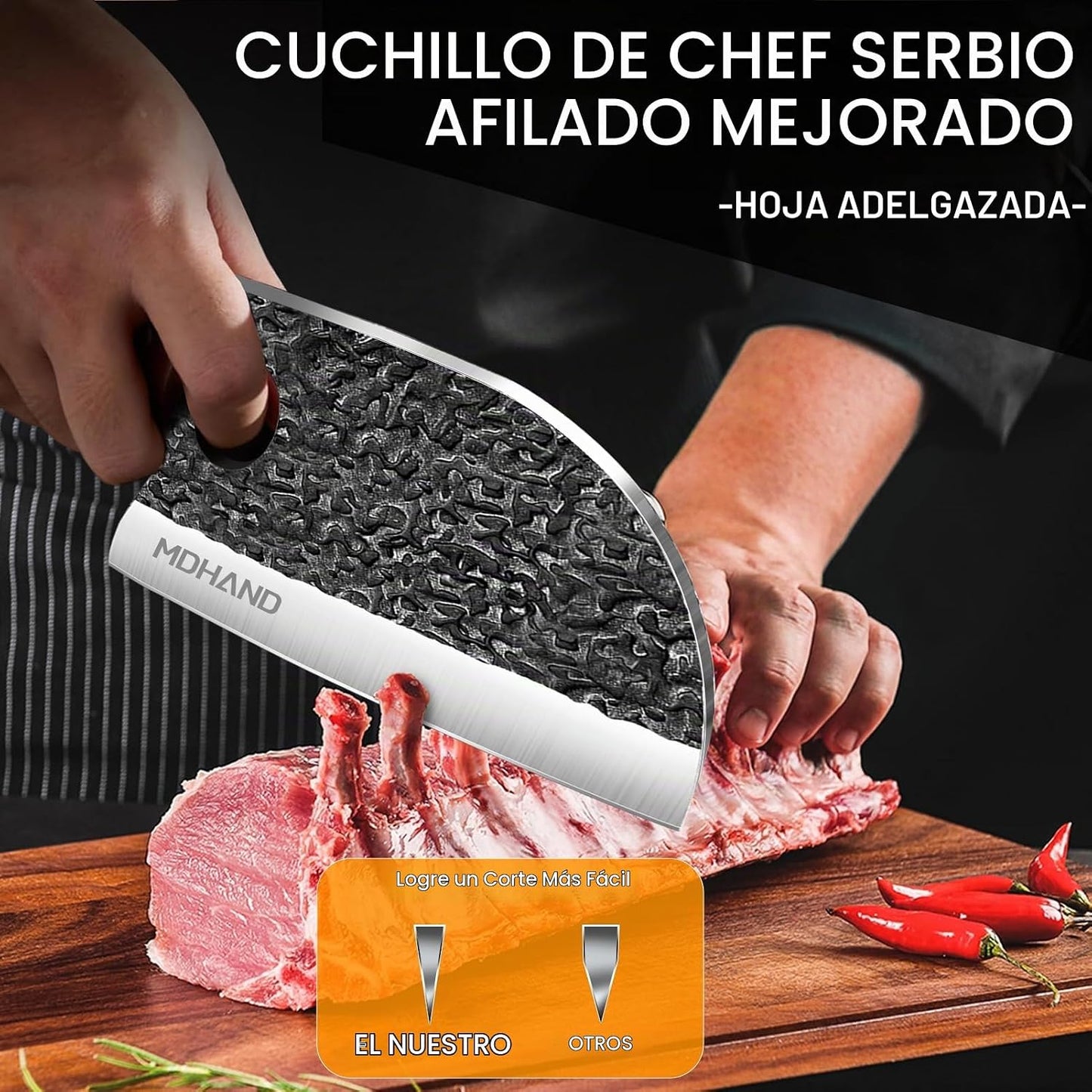 MDHAND Juego de cuchillos de carnicero, juego de cuchillos de chef...