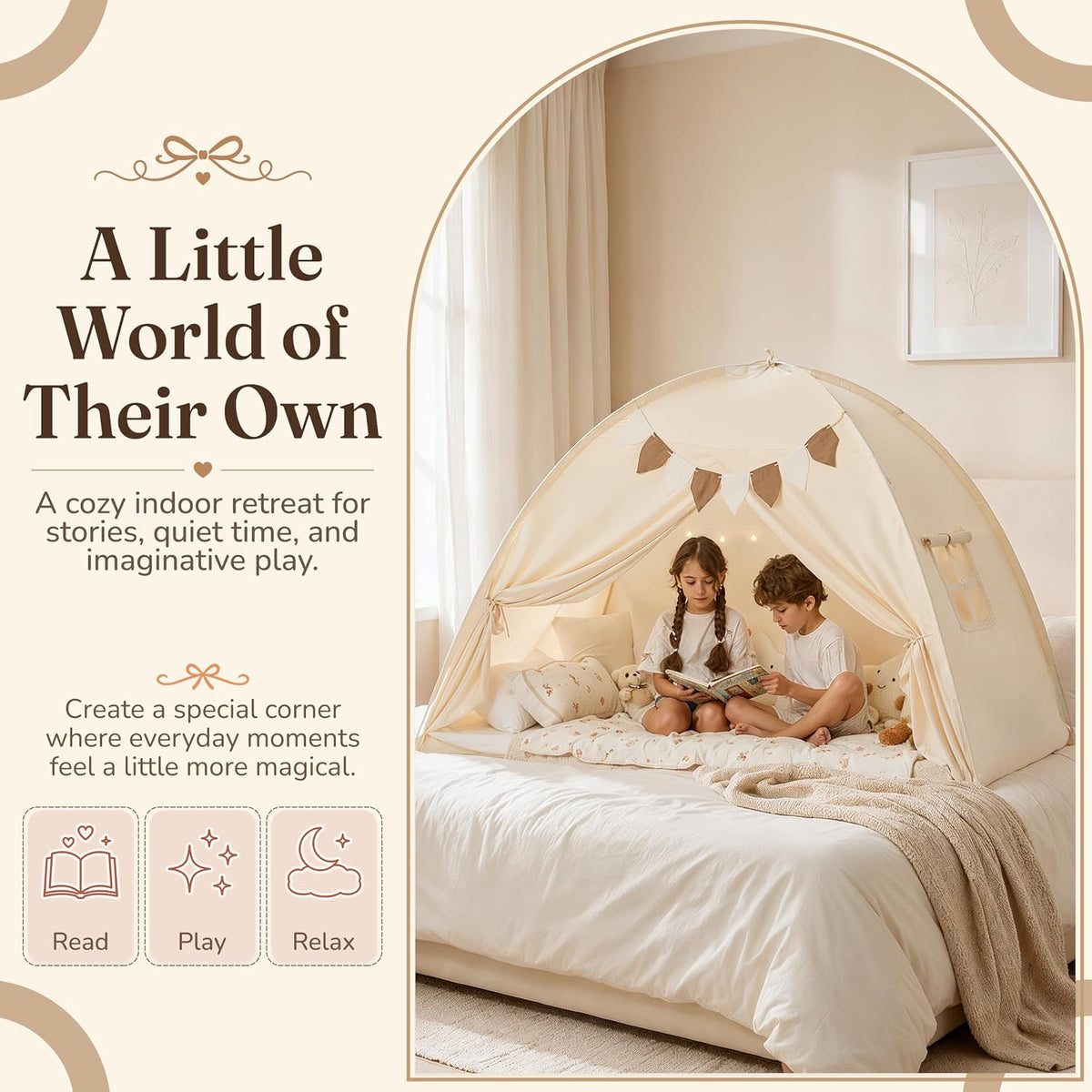 Modernus Tienda de campaña para cama individual para niños, toldo d...