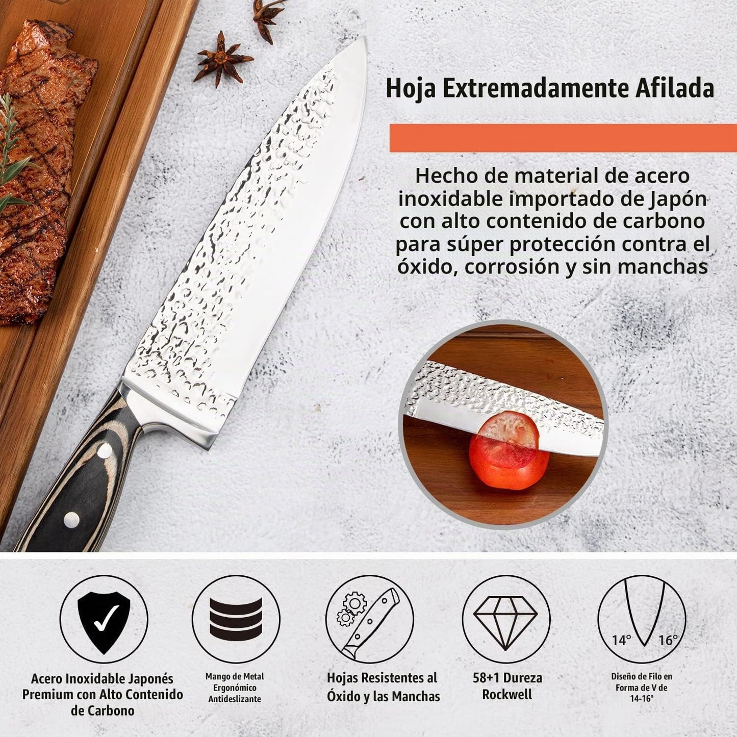 Juego de cuchillos de cocina, juego de cuchillos de 15 piezas con b...
