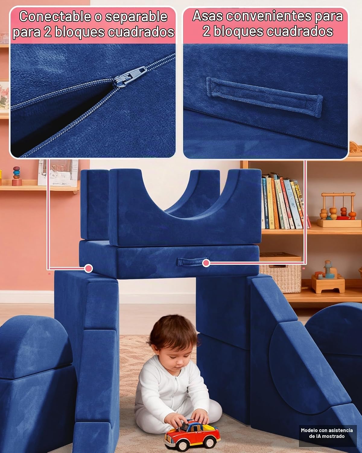 15 piezas Sofá de juego modular para niños, Sofá para niños pequeño...