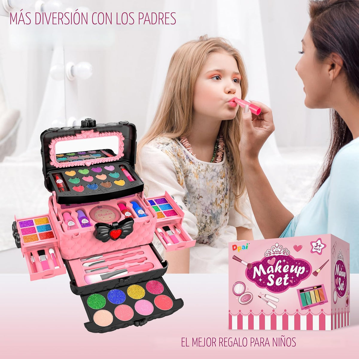 54 piezas de kit de maquillaje para niñas, juego de cosméticos lava...
