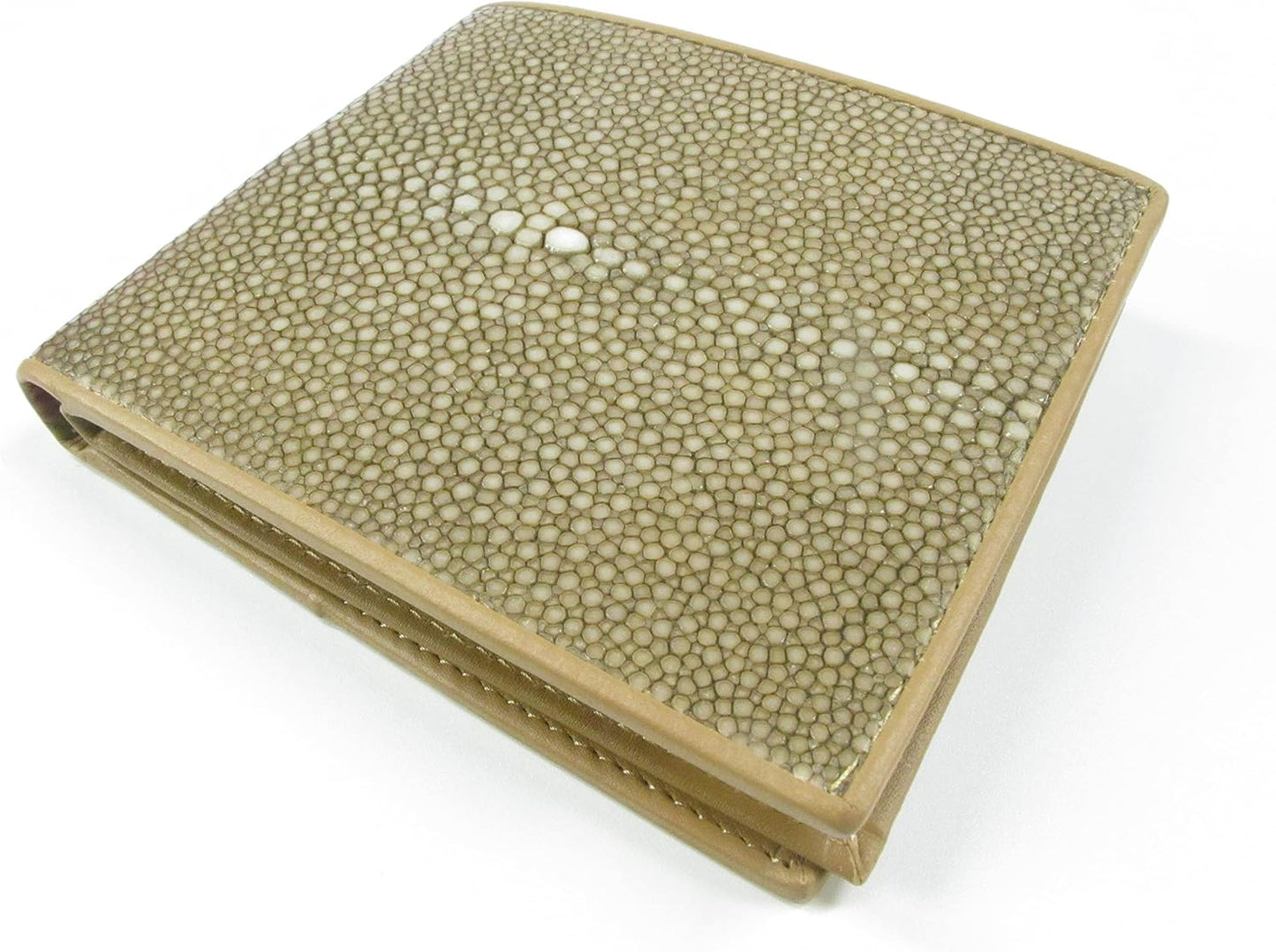 Pelgio Cartera plegable de cuero de piel de Shagreen pulido genuino...