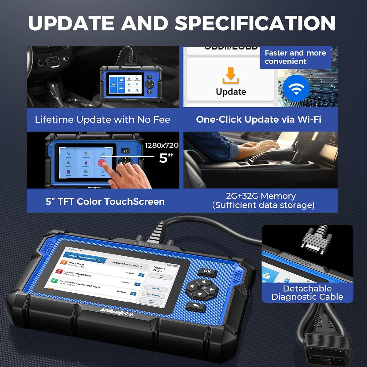 Escáner OBD2 TOPDON AD600S - Herramienta de escaneo, diagnóstico, p...