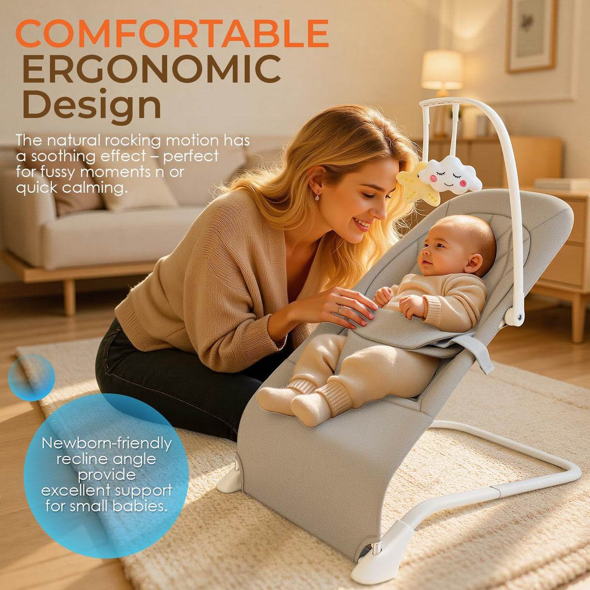 Asiento portátil para bebé con base ancha para una excelente estabi...