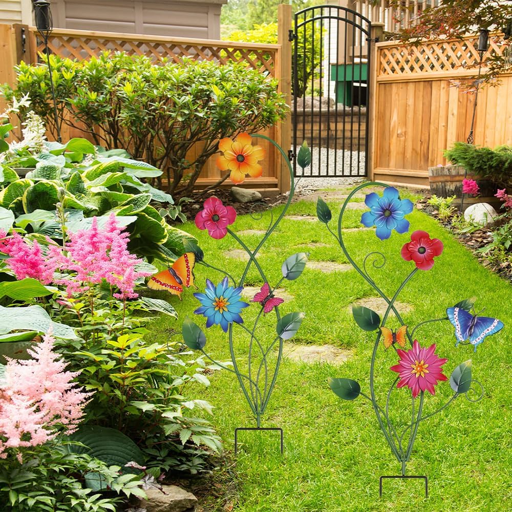 YEAHOME Decoración de jardín para exteriores, paquete de 2 estacas...