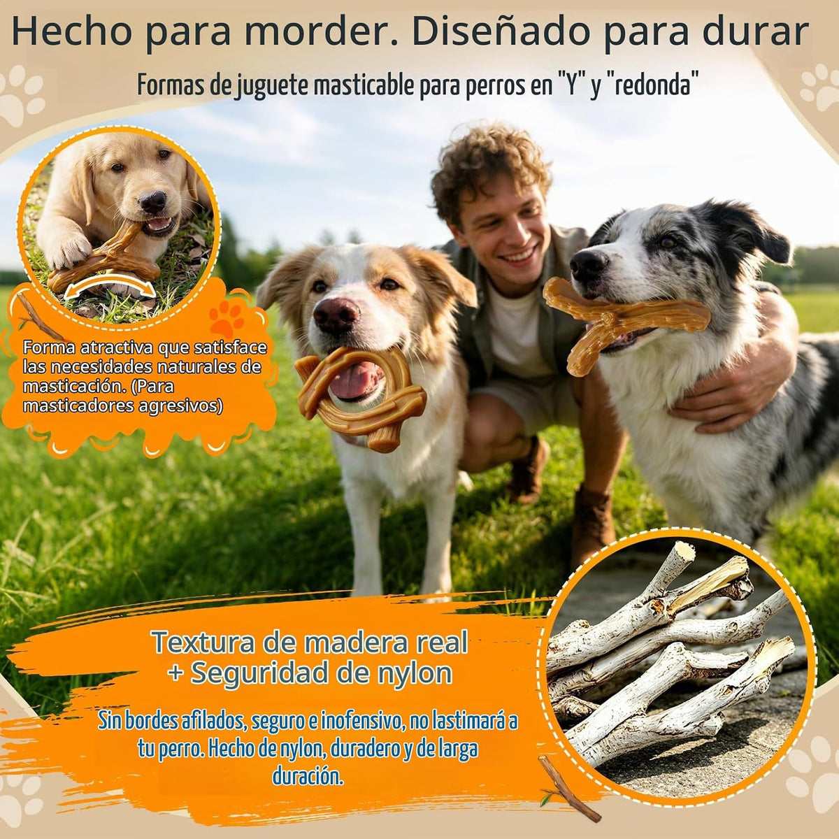 WOWBALA Paquete de 2 juguetes masticables para perros para masticad...